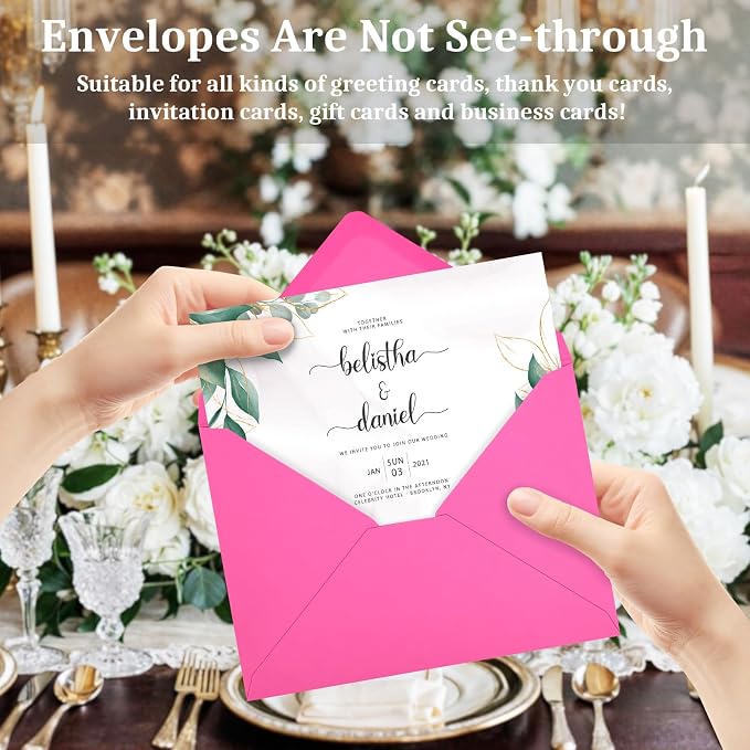 100 Pack A7 Envelopes, Rose Greeting Card Envelopes Self Seal, 5.24 x 7.24 in - Image 5