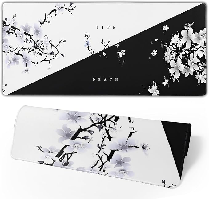Japanese Life Death Keyboard Mat, Japanese Sakura Pagoda Sun Mouse Pad by Brecoy