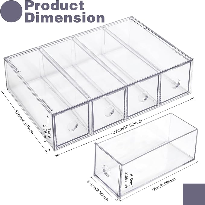 Desk Organizer with 4 Drawers, FODIENS Stackable Desktop Storage Box with - Image 3