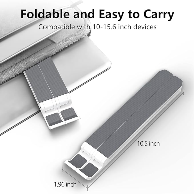 Tonmom Laptop Stand for Desk, Adjustable Laptop Riser ABS+Silicone Foldable - Image 4