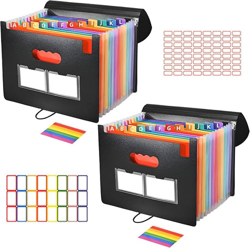 13 Pockets Accordion File Organizer 2 Packs Desktop Expanding File Folders by Unknown