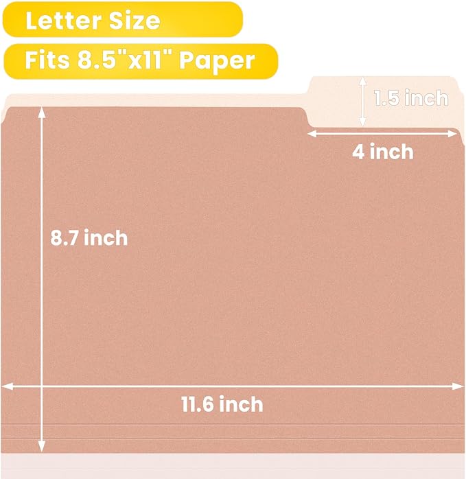 SUNEE File Folders, 18 Pack Manilla Folders 8.5 x 11, Colored Folder Office - Image 2