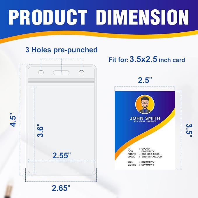 10Pack Vertical ID Badge Holder - Image 2