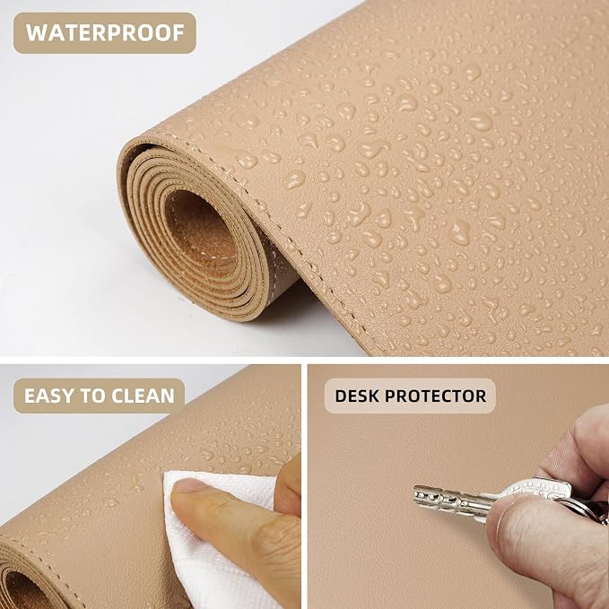 Desk Mat, 47.2" x 17" Leather Desk mat, Double-Sided Desk Pad, Desk matt - Image 4