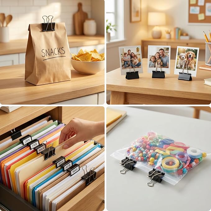 276Pcs Paper Clips and Binder Clips Assorted Sizes，Black Binder Paper Clips - Image 4