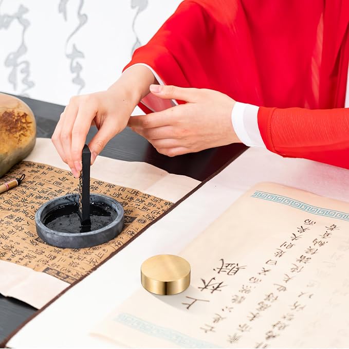Ipetboom Chinese Calligraphy Brass Paperweight, 1.57 Inch 5pcs Chinese Painting - Image 6