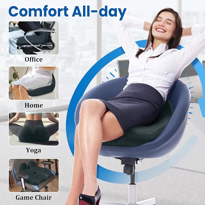 CushZone Seat Cushion, Memory Foam Office Chair Seat Cushion - Image 7