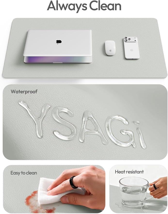 YSAGi Leather Desk Protector, Office Mat, Large Mouse Mat, Non-Slip PU Leather - Image 8