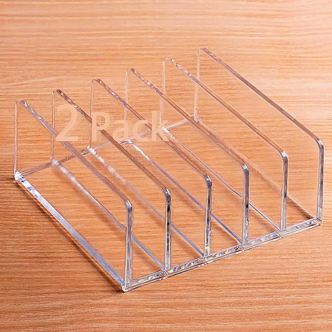 Acrylic Mail Organizer for Sorting Mail, Business Card 2Pack, 5 Slots Mail by Halyuhn