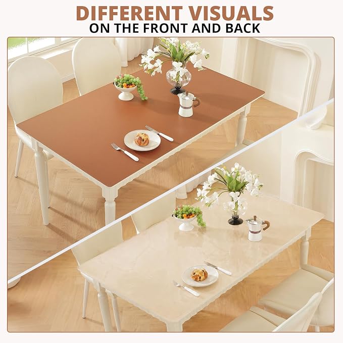 OstepDecor Brown Table Cover Protector 24 x 60 Inch, 1.5mm Thick Plastic Table - Image 7