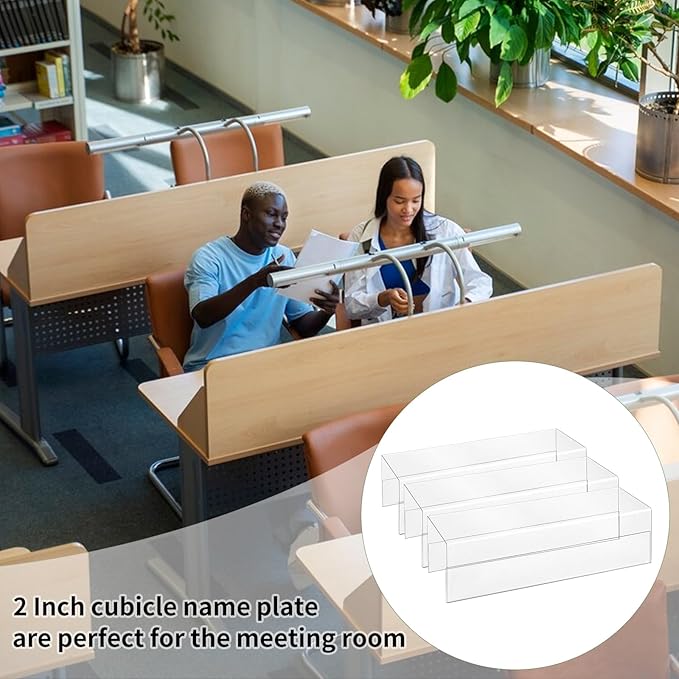 20 Pieces 2.25 Inch Cubicle Name Plate Holders Cubicle Name Tags Clear Cubicle - Image 6