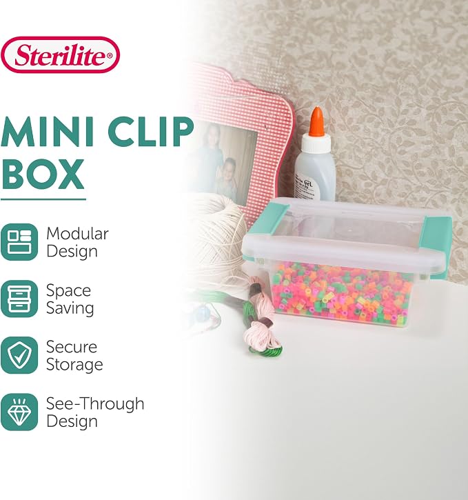Sterilite 24-Pack Clip Box, Stackable Clear Plastic Bins - Image 2