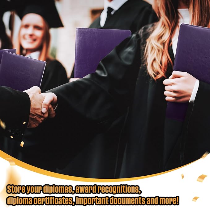 Tenare 10 Pcs Purple Leather Certificate Holder 8.5 x 11 PU Phd Bachelor Master - Image 7