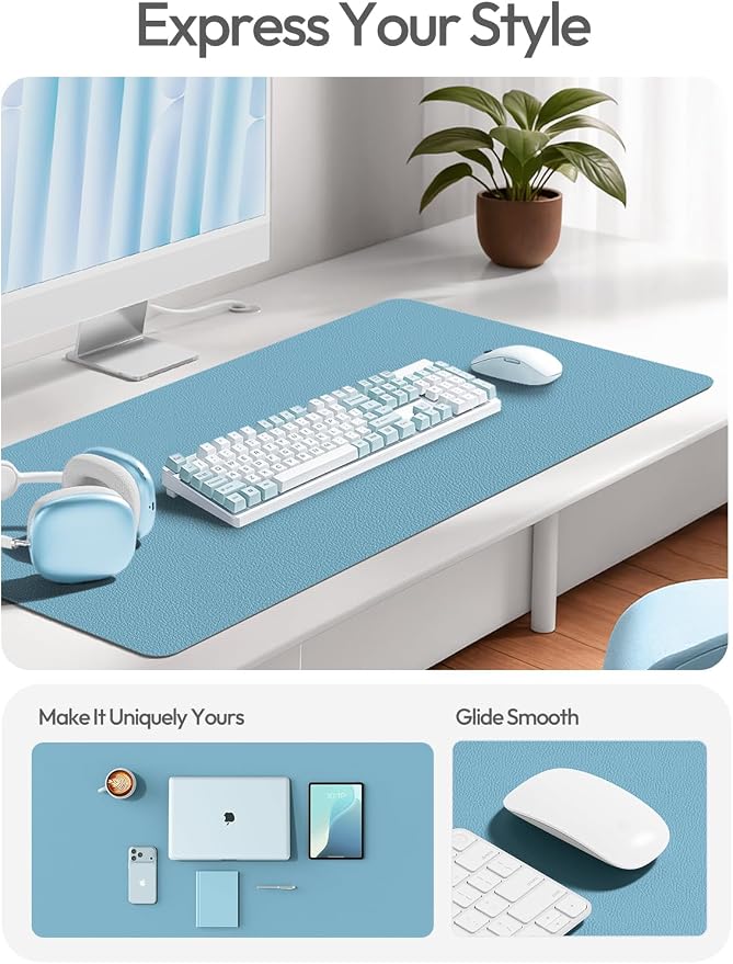 YSAGi Leather Desk Protector, Office Mat, Large Mouse Mat, Non-Slip PU Leather - Image 2