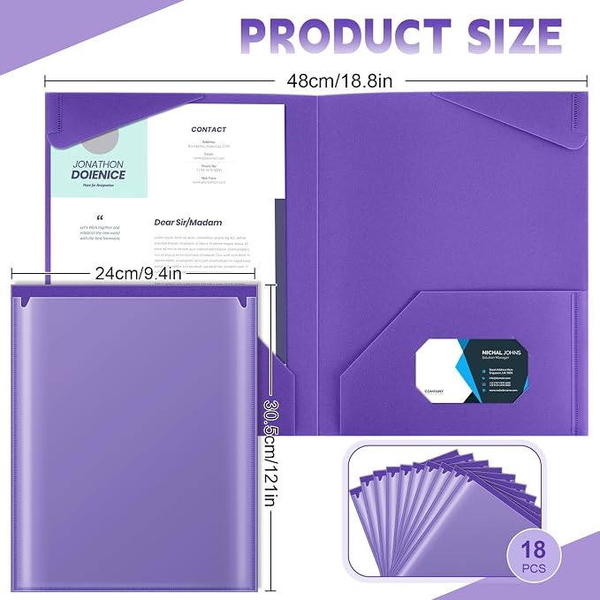 Henoyso 18 Pack Purple Plastic Folders - Image 2