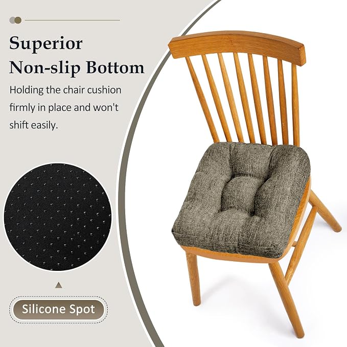 downluxe Chair Cushions for Dining Chairs 2 Pack, Tufted Indoor Chair Pads - Image 3