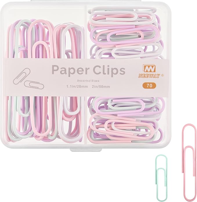 NEEWAY Colorful Paper Clips Assorted Sizes, Small and Large Paper Clips by NEEWAY