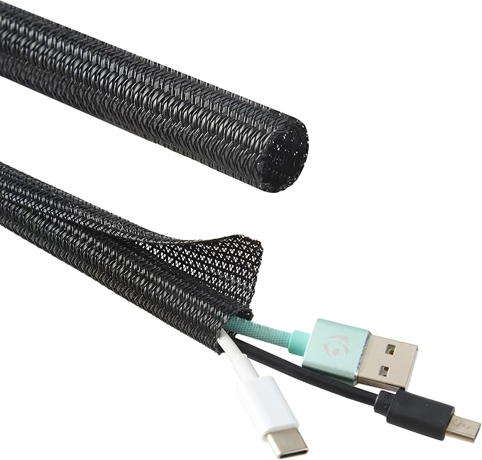 Split Wire Loom 1 Inch 50ft, Braided Cable Sleeve - Image 9