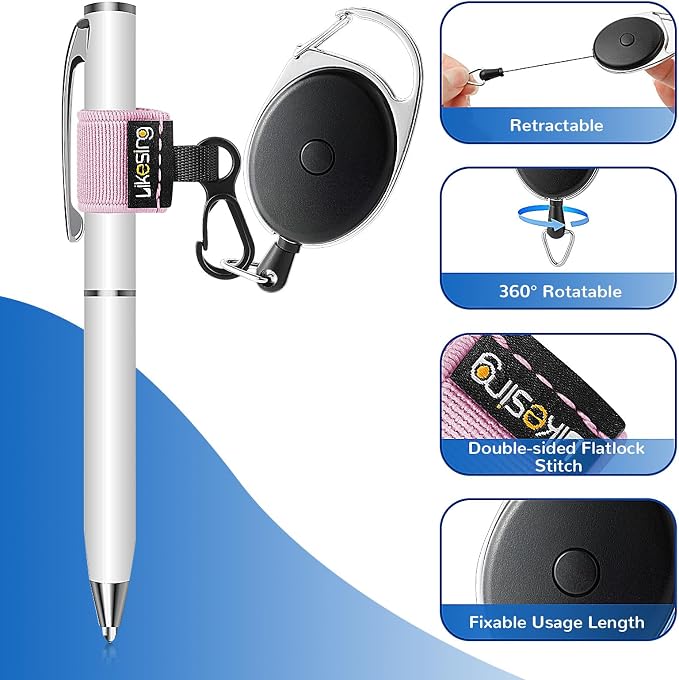 Likesing 4 Retractable Pencil Holder Set, 27.5" Anti-Lost Retractable Pen Holder - Image 4