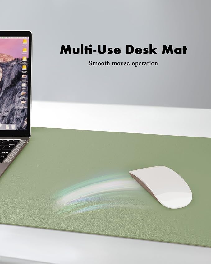 YSAGi Double-Sided Desk Pad, 31.5"x15.7"Leather Desk Mat, Eco Cork Desk Pad - Image 3