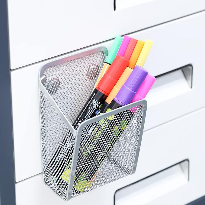 Magnetic Pencil Holder, Mesh Stainless Steel Pen Basket, Metal Writing Utensil - Image 7