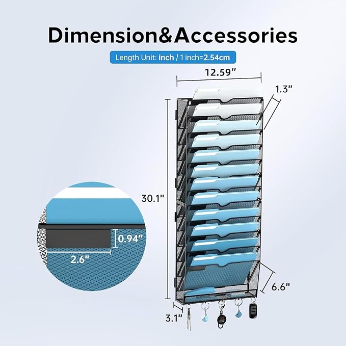 SUPEASY 13-Tier Wall File Organizer, Wall File Holder - Image 4