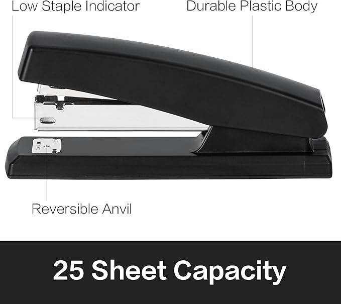 Deli Stapler, Desktop Stapler, 2 Pack, Office Staplers, 25 Sheet Capacity - Image 2