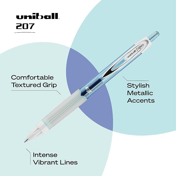 uniball 207 Fashion Retractable Gel Pens, Medium Point, 12 Pack - Image 3