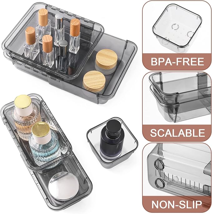 25 Pcs Clear Drawer Organizer, Adjustable Drawer Storage Box, 3-Size Desk - Image 3