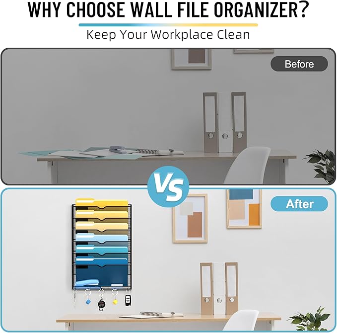 SUPEASY 7-Tier Mesh Wall File Holder, Hanging Wall File Organizer, Office - Image 7