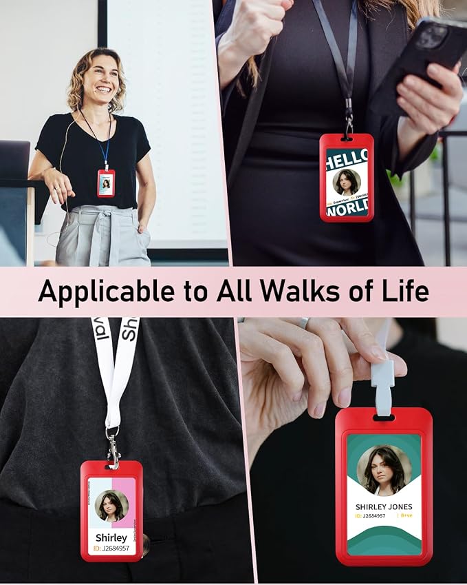 Uniclife 3 Pack Sliding ID Badge Holder Vertical Hard Plastic Case - Image 5