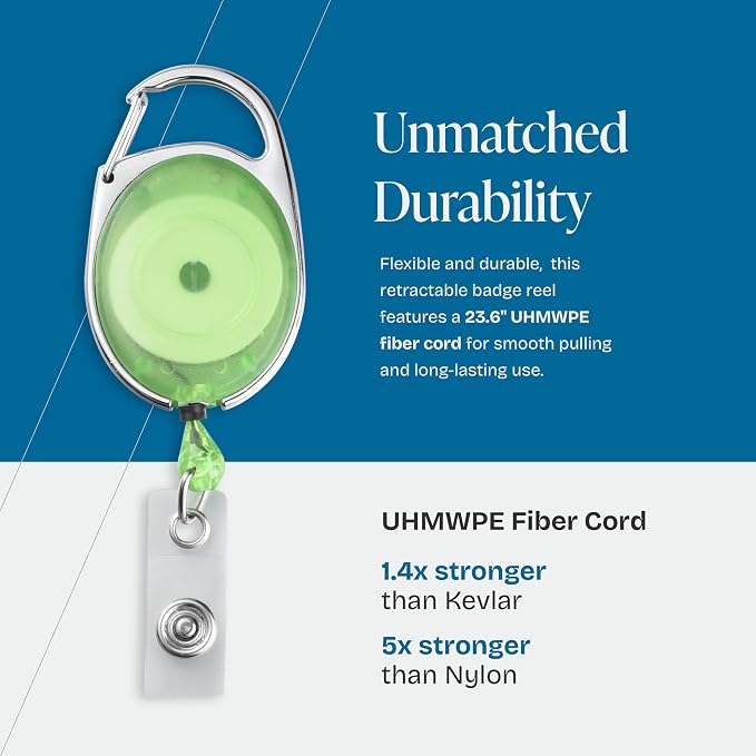 2 Pack ID Badge Holder with Clip – Transparent Green Badge Reels with ID - Image 2
