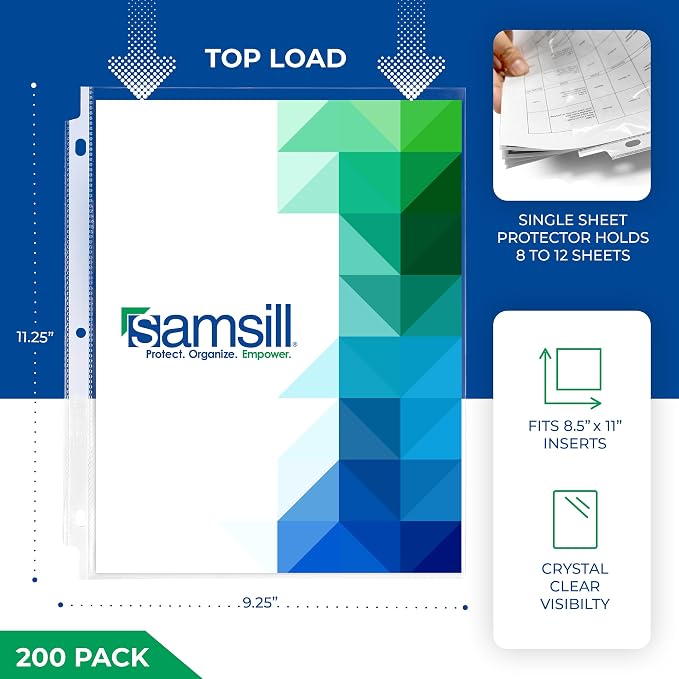 Samsill 200 Pack Sheet Protectors, 8.5x11 Inch Page Protectors - Image 2