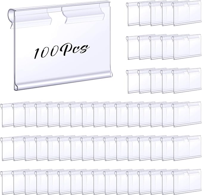 Tatuo 100 Pcs Reusable Plastic Wire Shelf Label Holders, Price Card Sign by Tatuo