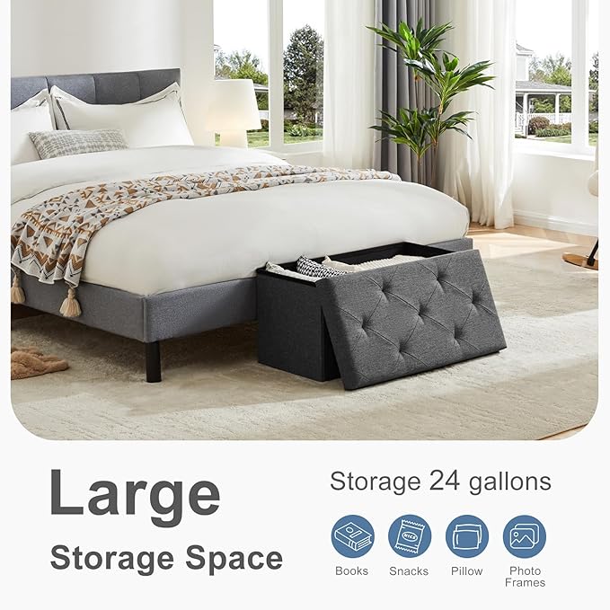 DUMOS 30in Storage Ottoman Bench, Storage Chest, End of Bed Foot Rest Stool - Image 6