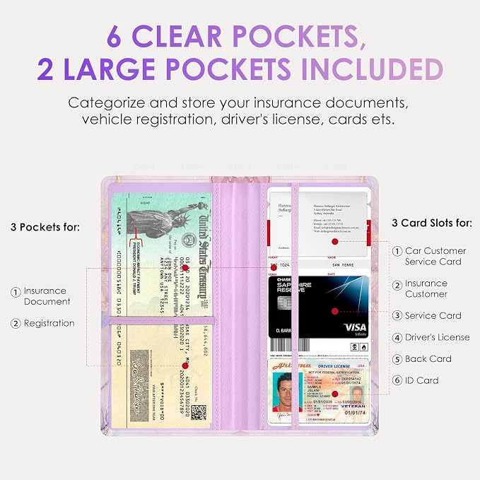 Car Registration and Insurance Holder，Colour Patterns Men Women Car License - Image 4
