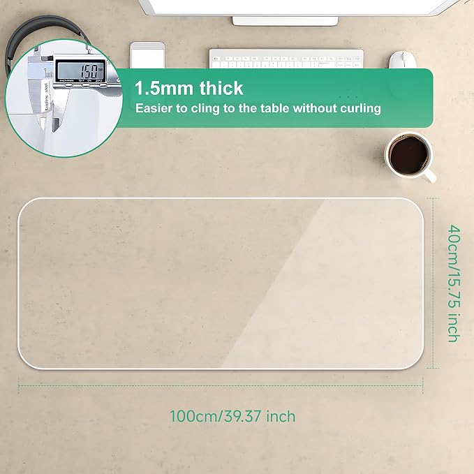NATRKE Clear Desk Mat Pad, 39.4"x15.7" Large Transparent Computer Desk Mat - Image 3