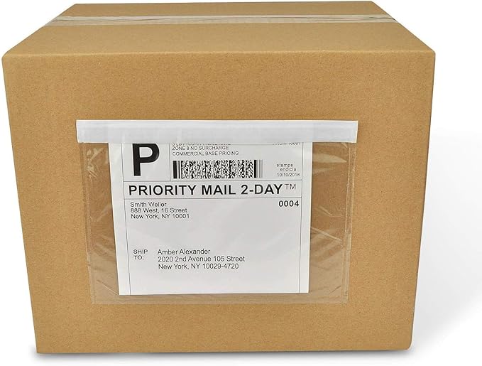 7.5" x 5.5" Clear Self-Adhesive Top Loading Packing List/Shipping Label - Image 3