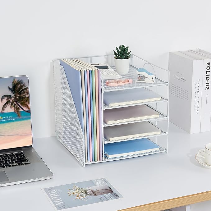 LEKETREE Desk Organizers and Accessories, 5-Tier Paper Letter Tray Organizer - Image 4