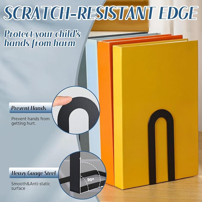 Chunful 10 Pcs Metal Book Ends for Shelves Modern Bookends Decorative Book - Image 5
