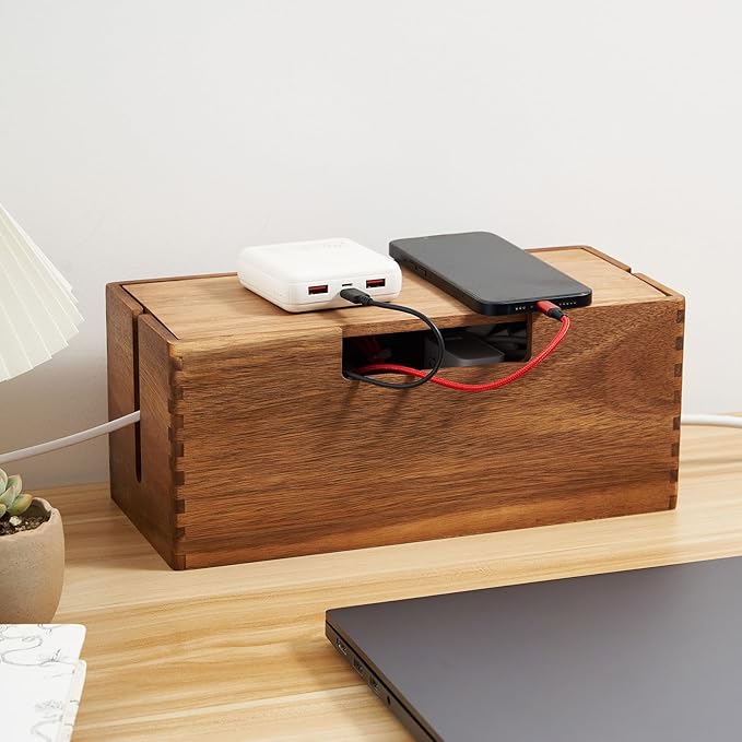 LiTY Acacia Wood Cable Management Box, Wooden Cord Hider & Organizer by Unknown