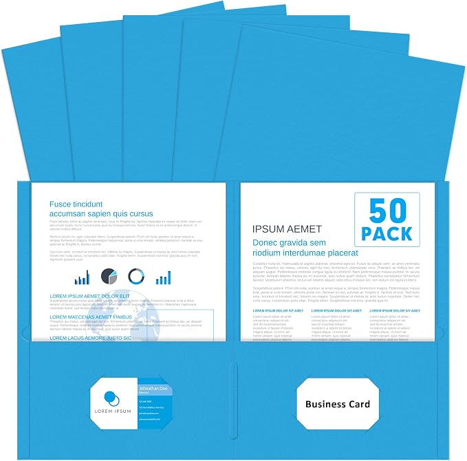Two Pocket Folders, PANDRI 50 Pack 2 Pocket Folders, Letter Size Paper File by PANDRI