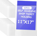 Outus 60 Pcs Self Adhesive Shop Ticket Holders Clear Plastic Sleeves Adhesive by Outus