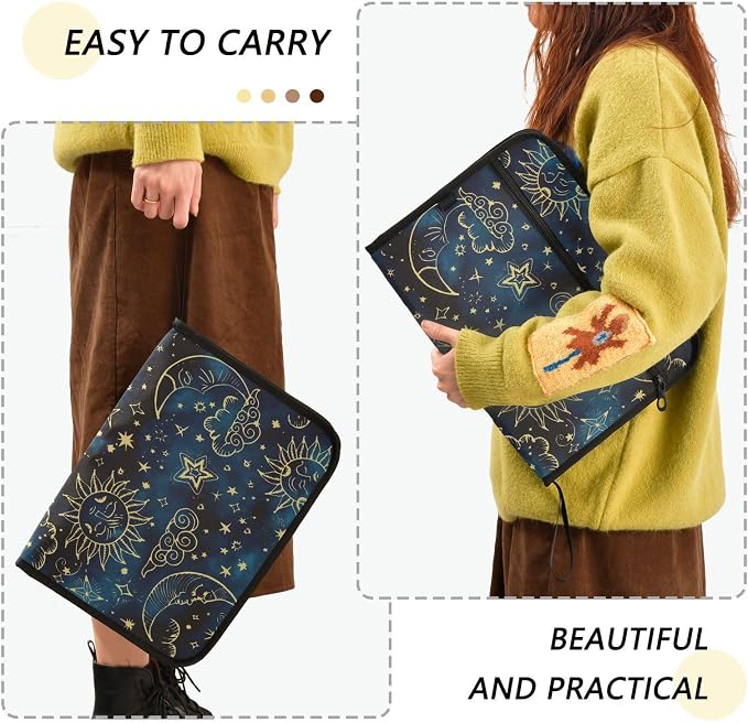 Expanding File Folder Sun Moon Boho Cosmos Astrology Accordion File Organizer - Image 2