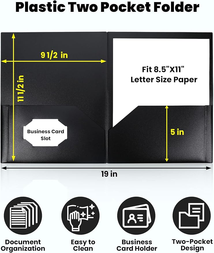 SUNEE 2 Pocket Folders Heavy Duty Plastic Folders - Image 2