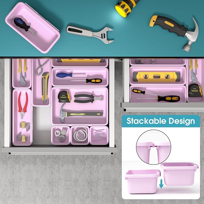25 PCS Drawer Organizer Set, 4 Size Makeup Drawer Divider Organizer - Image 5