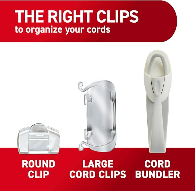 Command Round Cord Clips, Damage-Free Hanging Cable Clips, No Tools Wall Clips - Image 6