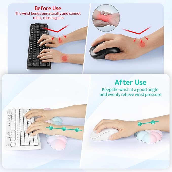Sushret Cloud Wrist Rest Keyboard, Cloud Keyboard Wrist Pad Set - Image 3