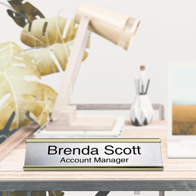 10 Pack 2" x 10" Aluminum Desk Name Plate Holder, Office Name Plate Holder - Image 4