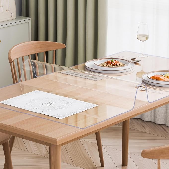 VEVOR Plastic Table Cover, 42 x 72 Inch 2.0 mm Thick Clear Rectangle PVC Desk - Image 8